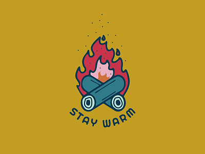 Stay Warm badge camp camp vibes colours fire graphic design illustration illustrator nature sticker vancouver