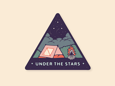 Under the Stars badge camp vibes collage design fire graphic design illustration illustrator lettering mountain squamish sticker tent vancouver