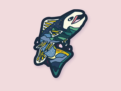 I little fishy animal badge character fish graphic design illustration illustrator mountain nature outdoors patch sticker vancouver