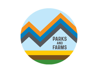 Parks and Farms bus color farms logo mountains parks