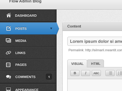 Flow Admin for Wordpress admin cms glyphs icons menu plugin sidebar wordpress