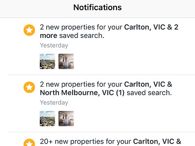 Realestate.com.au iOS App - Notifications View