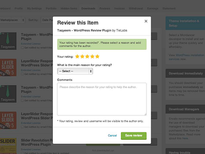 Rate and Review Modal UI - Envato