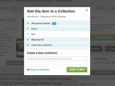 Collections Modal - Envato