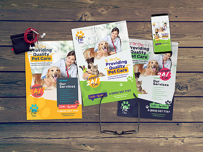 Pet Clinic Flyer Template care clinic flyer health hospital leaflet medicine pet shop template vet veterinary