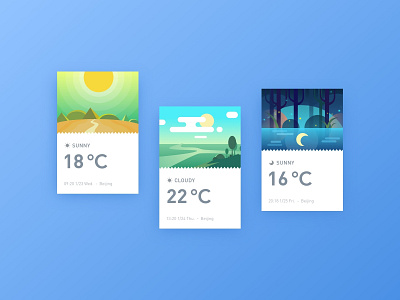 Weather card practice card design flat graphic illustration nature scene temperature vector weather