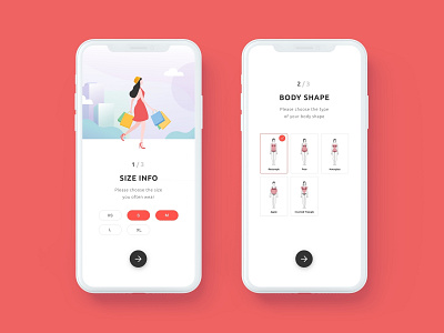 Onboarding - Personalised Fit app body shape ecommerce fashion fit illustration info measurement onboarding size ui