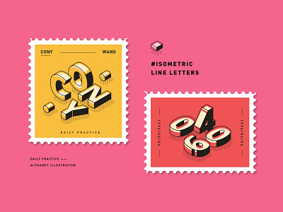 Isometric line letters alphabet design font graphic illustration isometric letter typography vector