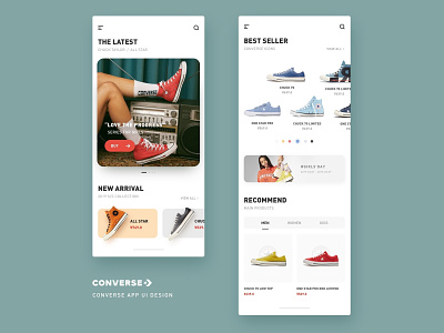 Converse App UI Design app branding converse design ecommerce fashion interface mobile online shoes shopping simple sport trendy ui ux