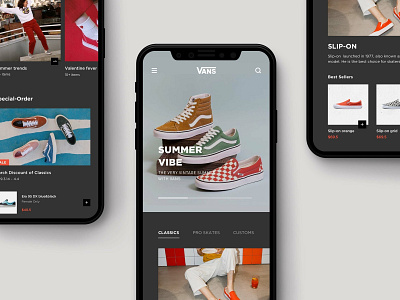 E-commerce App UI Practice app branding ecommerce fashion homepage interface mobile shoes shopping sneaker trendy ui vans
