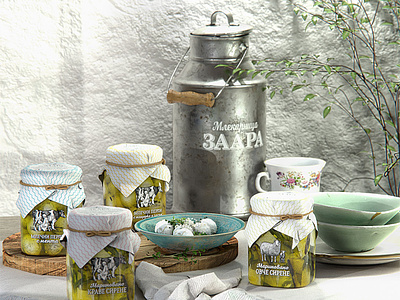 Diary products in a jar - Labels and 3D visualization