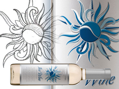 Ice Wine label bottle drawing wine