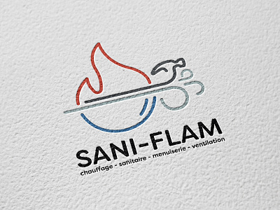 Sani-Flam carpentry creative design graphic heating logo sanitary ventilation