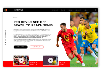 Red Devils Belgium Team belgium brazil creative design devils football graphic red soccer ui ui design ux ux design ux ui website world cup 2018