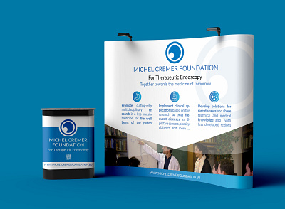 Stand - Michel Cremer Foundation blue creative design discover display endoscopy graphic print promotion stand therapeutic