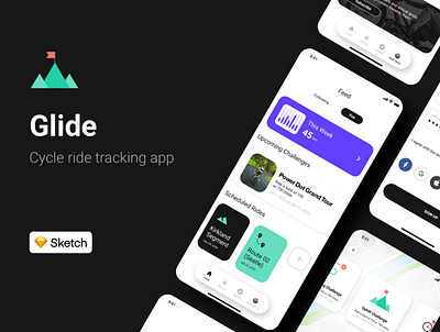 Glide UI Kit app cycle fitness iphone kit ride tracker ui ui design uidesign