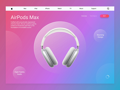 AirPods Max 🎧 airpods animation apple desktop glass glassmorphism landingpage max productpage transition