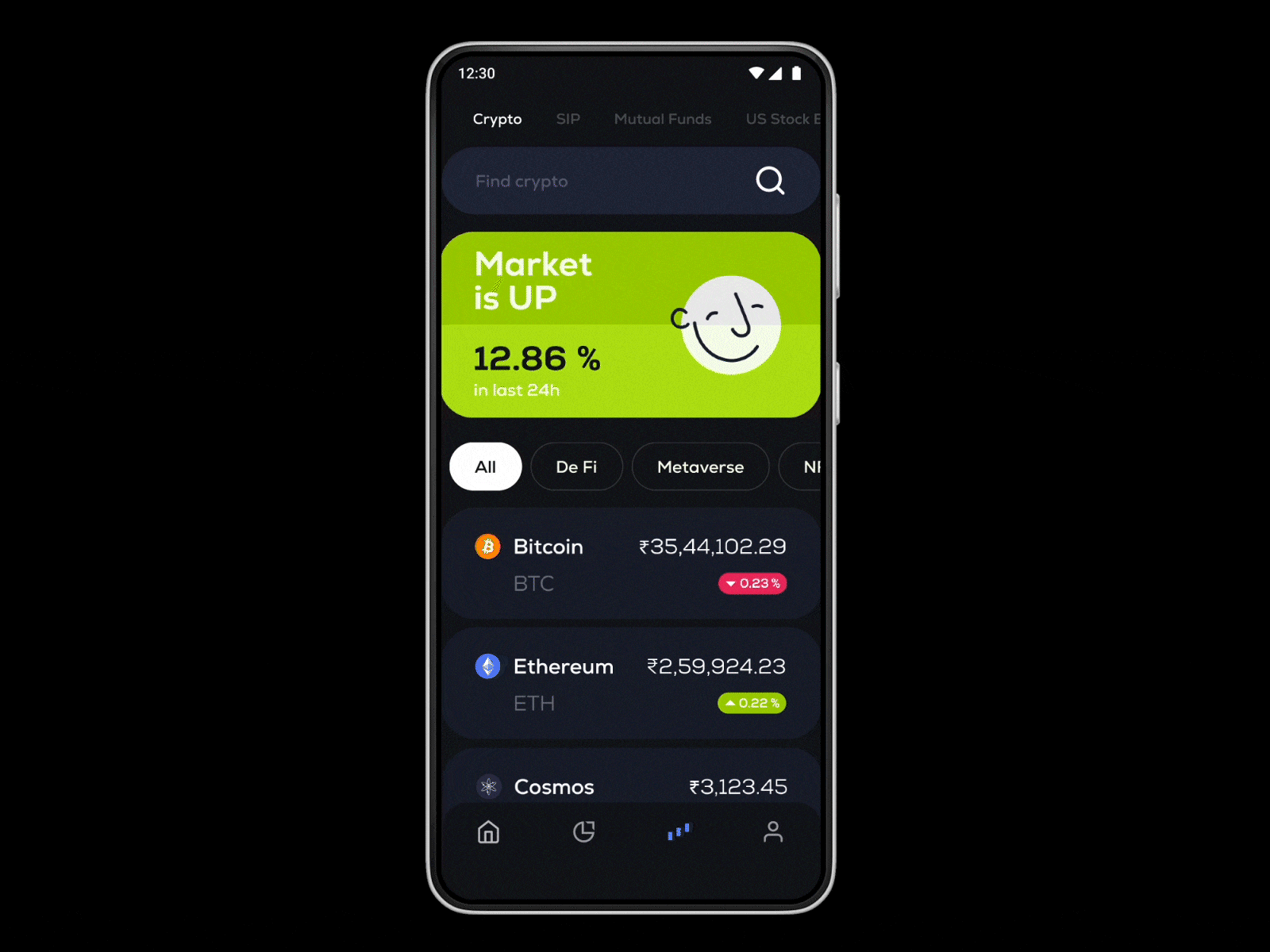 Crypto Market - Mobile App app app design bitcoin blockchain crypto cryptocurrency ethereum market mobile design mobile ui wallet