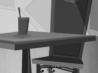 Morning chair coffee edgy greyscale monochromatic photoshop stylized table
