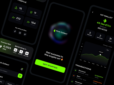 🔥 Click Collect | Discover, collect, and sell NFTs ios iosapplication nft nftapp nftgame ui uiux ux