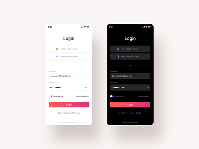 Login Screen Light/Dark app dark light login mobile sign in ui ui design ux