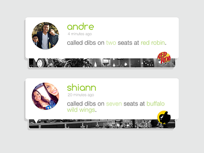 Dibs New Activity app buffalo circle flat food mobile reservation restaurant ui ux wild wings
