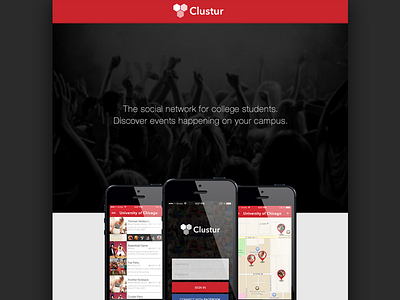 Clustur Website Launch app application cluster college design mobile red student students ui university ux