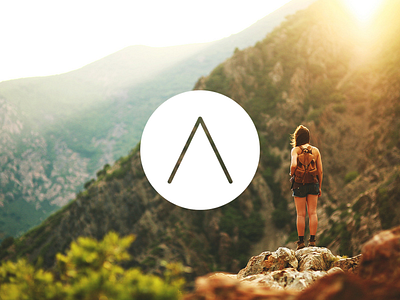 Navi Logo adventure arrow brand girl hike identity journey logo mountain navigate photo rocks