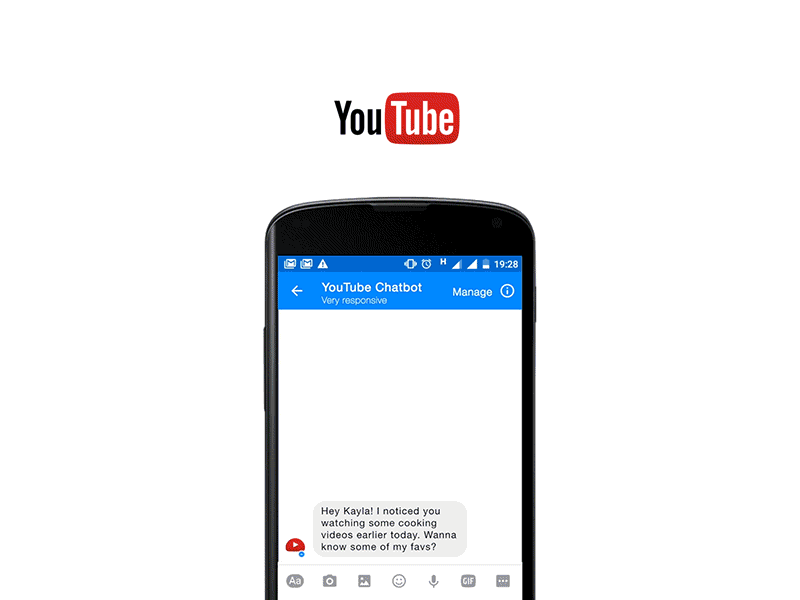 YouTube Chatbot in Facebook Messenger agent ai assistant bot chatbot conversational experience gif intelligent message messenger youtube