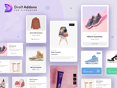 Droit Addons WooCommerce Card Design card design ecommerce minimal ui ui design uiux ux ux design ux research