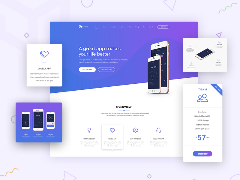 Faded - App Landing Page Theme by Md. Shahadat Hussain on Dribbble