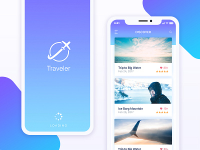 Travel App UI Kit Design - 'Splash' & 'Discover Places' Screens android design illustration ios app ios app design iphone app design iphone design mobile app mobile design ui ui design ux ux design