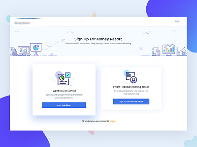 Financial Website Design - Sign Up and Create Profile illustration landing landing page landing page design sign up ui ui design uiux ux ux design web design website design