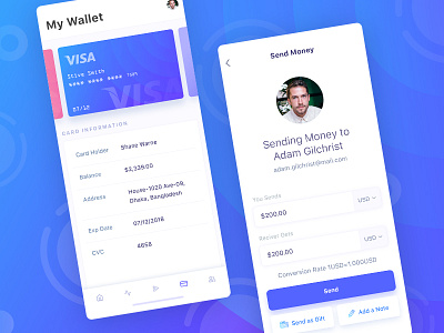 Financial App Design Concept - My Wallet & Send Money