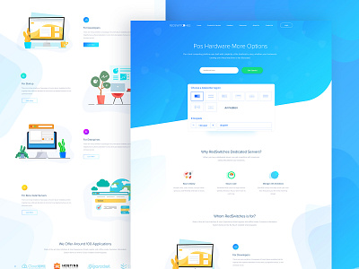 Server Hosting Company Website Design - Home V1.0 hosting company illustration landing landing page landing page design server company ui ui design uiux ux ux design web design website design