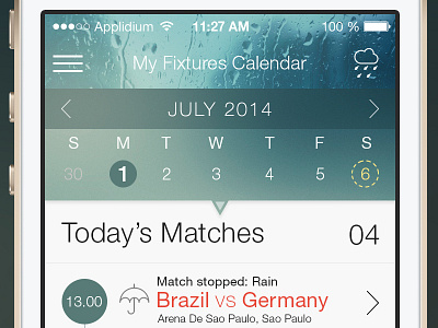 iOS 7 iPhone Application Football Manager calendar flat football icon icons ios7