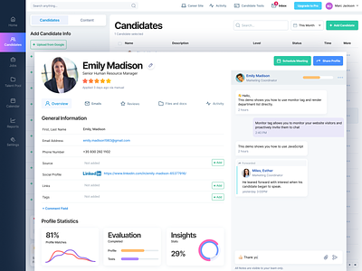 HR Platform, SaaS Profile Candidate candidate dashboard linkedin profile saas