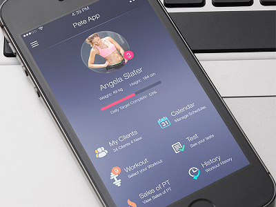 iPhone Fitness Gym App cms fitness flat clean infographic work ipad iphone portal