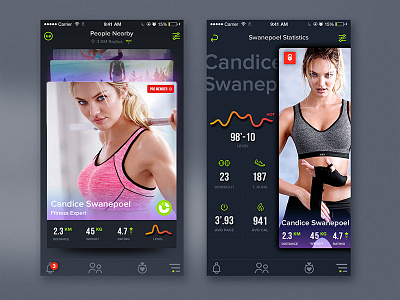 Gym Fitness App andriod dark fitness graphic gym iphone profile statistics workout