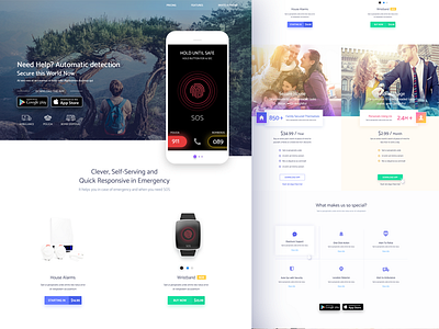 SOS App Landing page alarm family house iphone landinge page sos ui ux watch website