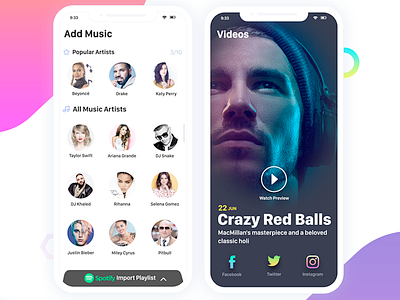 Music App 3 app clay clean flat iphone 8 iphone x minimal mobile responsive ui ux