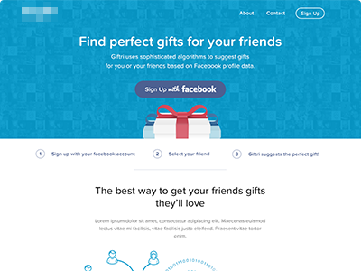 Gifts website flat homepage landing ui ux web