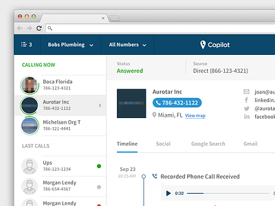 New Feature analytics app blue call callrail tracking ui ux web white
