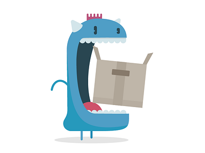 Monster Eating Box blue box eating illustration monster