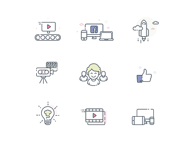 Some icons... facebook getinmybelly icons line ui ux video youtube