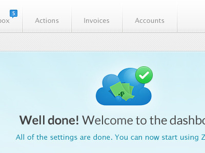 Wizard Dashboard actions app blue checkmark cloud complete dashboard invoice user interface web zencash