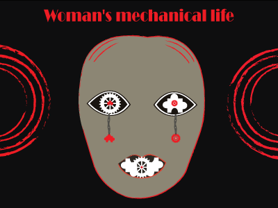 Woman's mechanical life. art design vactor art womens character