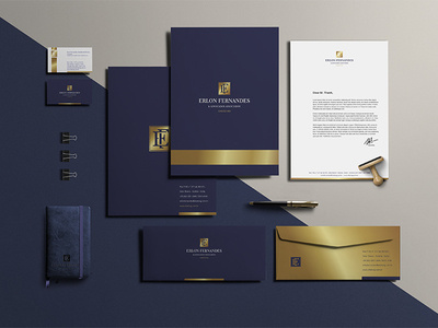 Erlon Fernandes Branding Identity branding design golden hotstamping identity lawfirm lawyer logo logodesign stationery