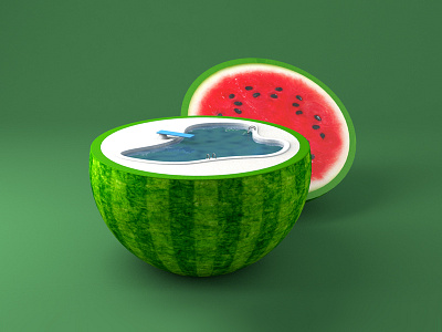 Water Watermelon 3d cinema cinema 4d pool render swimming water watermelon