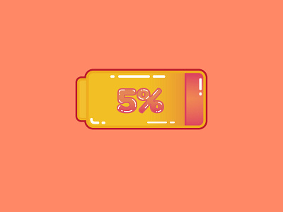 Battery on 5% icon illustration logo vector